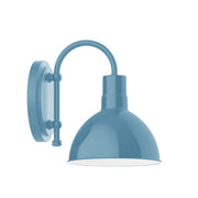 Light blue dome wall sconce with round backplate and curved handle