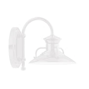 Homestead 8 in white wall lantern light with curved arm and domed shade