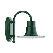 Forest green radial 8 in wall light with arched arm and open top shade
