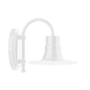 White radial wall light with curved arm and dome shade