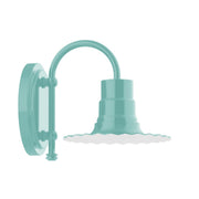Sea green radial wall light with curved arm and bell backplate