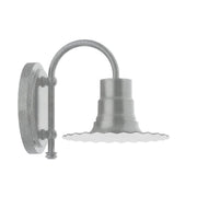 Radial 8 in wall light, painted galvanized metal, arched arm and dome shade