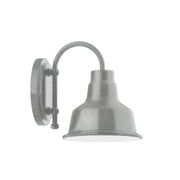Painted galvanized LED wall light with dome shade and curved arm