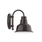 Dark bronze 8 in wall light with bell shade and curved backplate mount