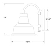 White wall light side view with domed shade and two-socket mounting arm