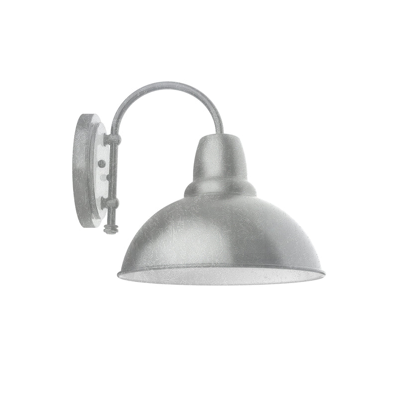 Painted galvanized wall sconce with dome shade and curved backplate, dark finish