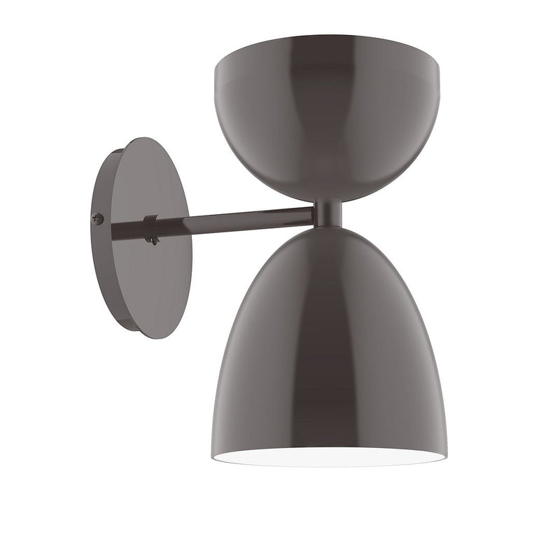 6 in wall sconce with architectural bronze two-dome shades and wall backplate