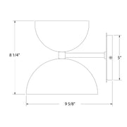 Navy wall sconce dimensions: 8 1/4 in tall, 9 5/8 in wide, 5 in projection