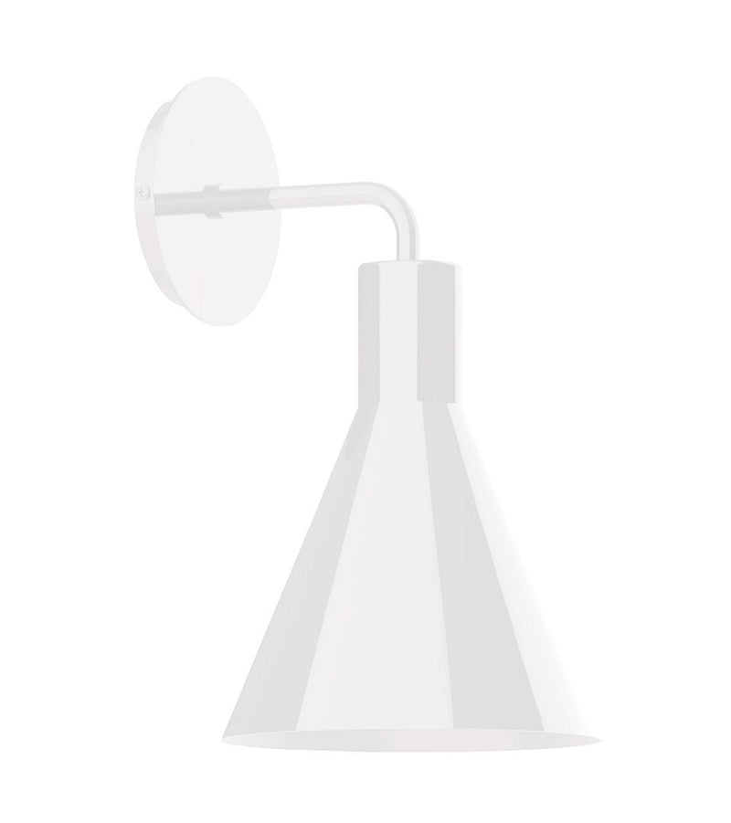 Jerome 8 in white wall sconce with curved arm and flared shade