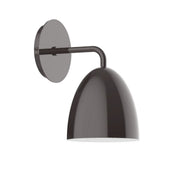 Architectural bronze LED wall sconce with round backplate and dome shade