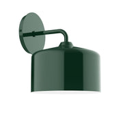 Forest green wall sconce with round backplate and cylindrical shade