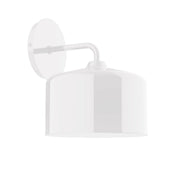 White LED wall sconce with rounded dome shade and curved arm