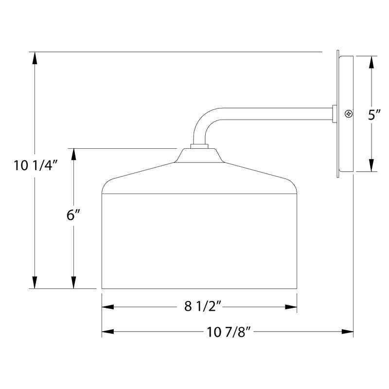 Wall sconce dimensions: 10 1/4" H, 8 1/2" W, 5" depth