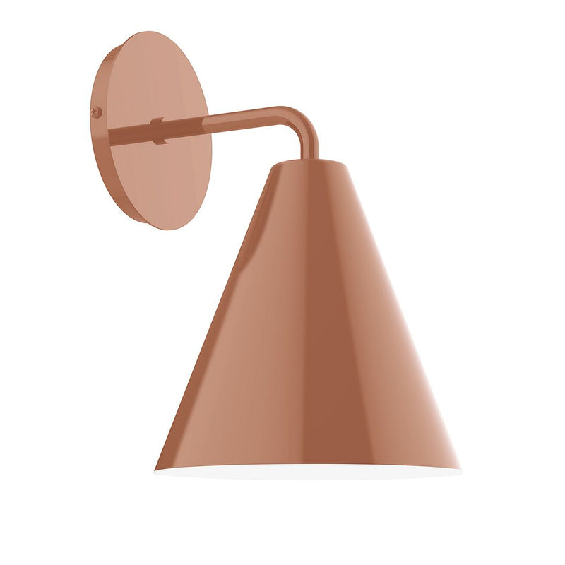 Terracotta wall sconce with curved arm and cone shade