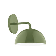Arcade wall sconce with fern green dome shade and round wall backplate