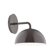 Architectural bronze LED wall sconce with dome shade and curved arm