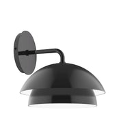 Black 10 in wall sconce with curved dome shade and angled arm