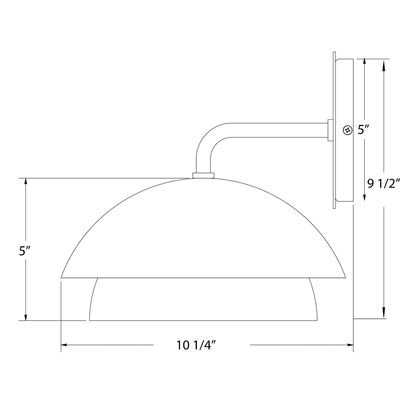 Black wall sconce line drawing with curved shades and mount arm