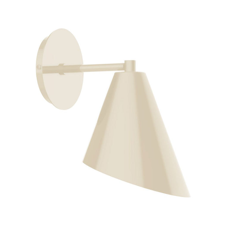 Cream 7 in wall sconce with fabric cone shade and round backplate
