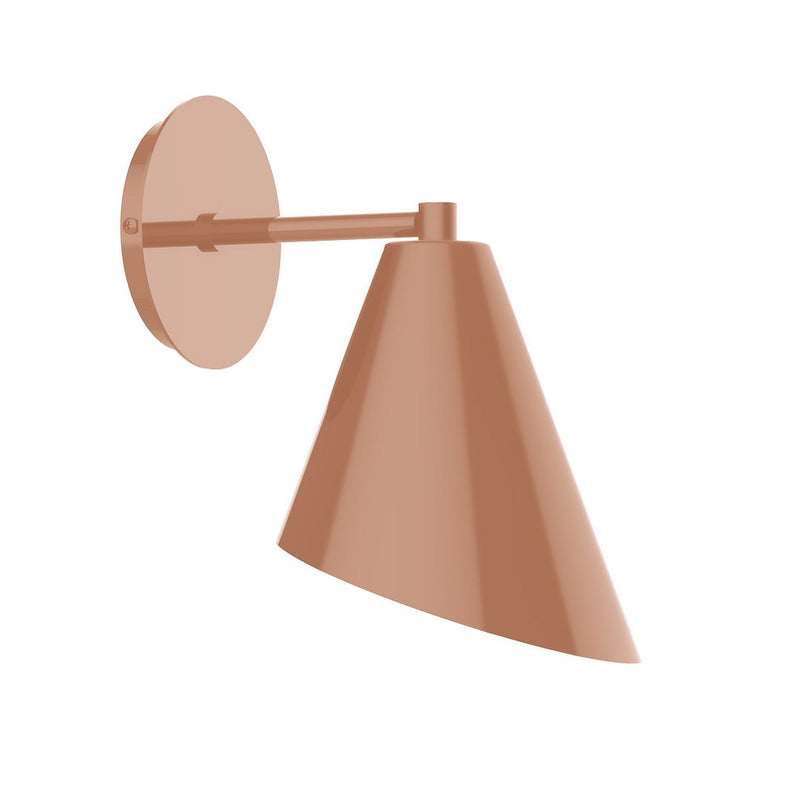 Jasmine terracotta wall sconce with cone fabric shade and round backplate