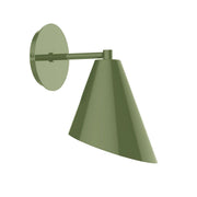 Fern green wall sconce with round backplate and conical shade