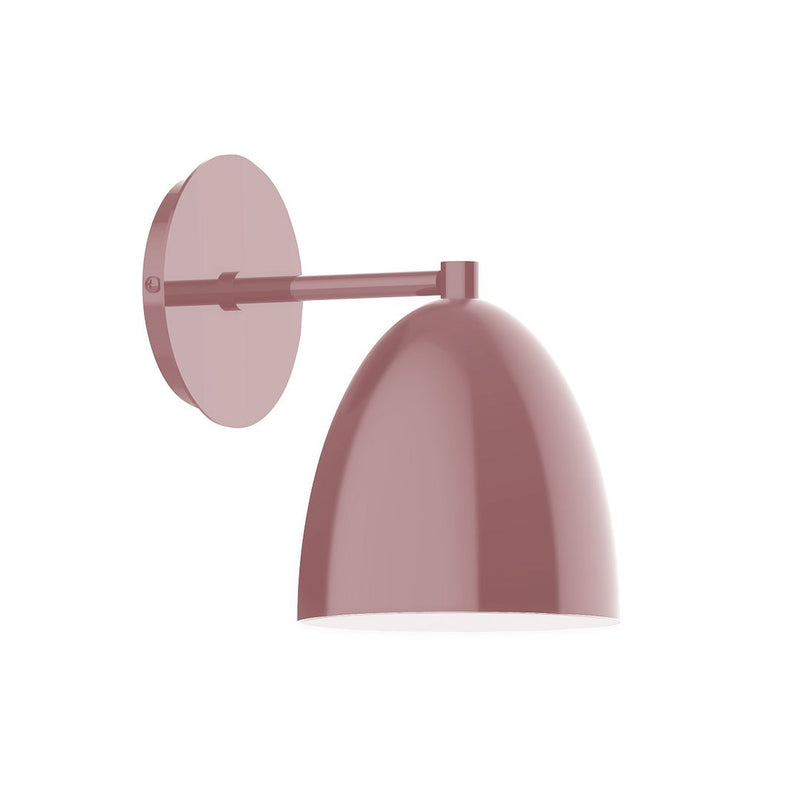 Mauve wall sconce with round backplate and arched shade, wall-mounted arm