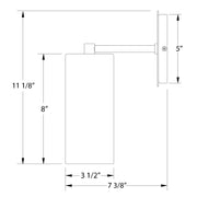 Wall sconce line drawing with dimensions: 11 1/8 in, 5 in, 8 in, 3 1/2 in
