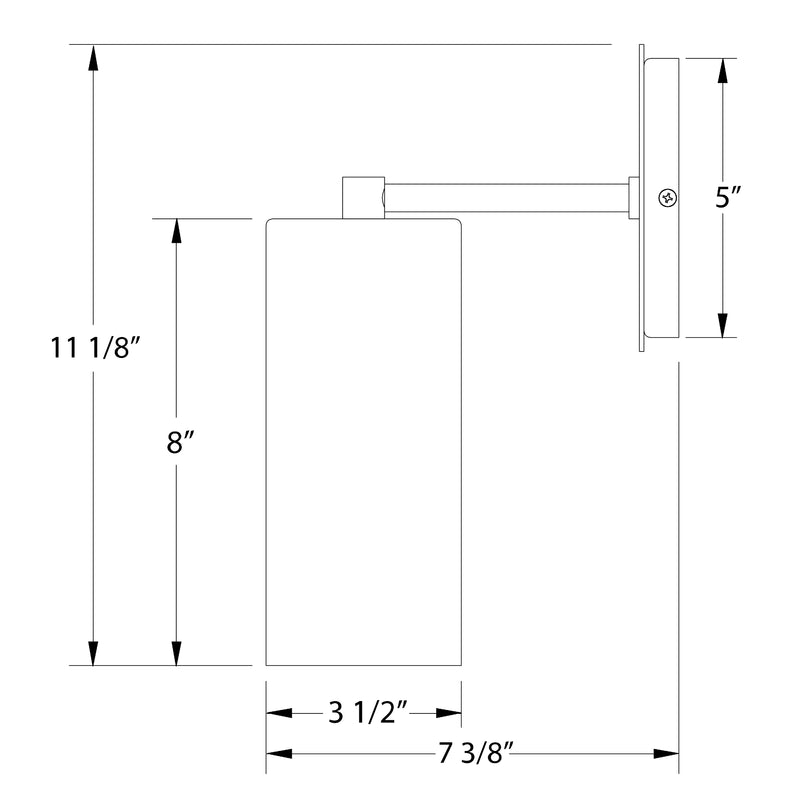 Terracotta wall sconce diagram with dimensions and mounting bracket
