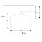 Mauve wall sconce dimension diagram with 8 1/2 in width and 5 in height