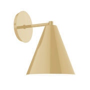 Ivory wall sconce with round backplate and angled cone shade, 8 in.
