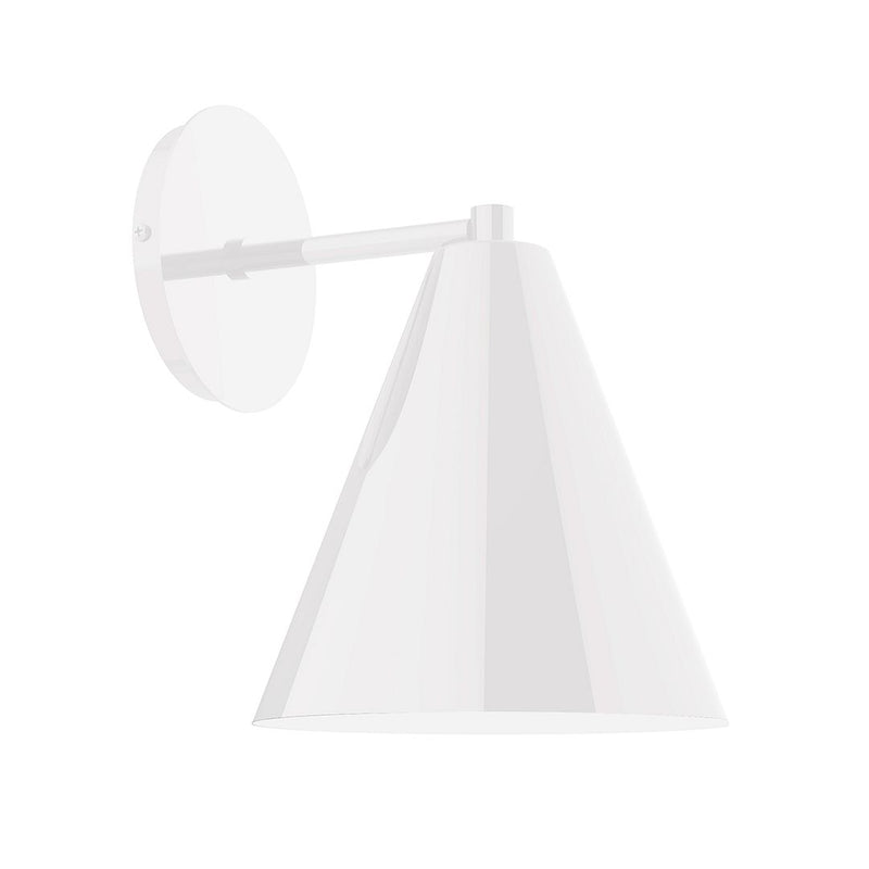 Jynx 8 in wall sconce with white cone shade and angled arm