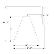 Wall sconce diagram with 11 1/8 in height, 8 in shade width, 5 in projection