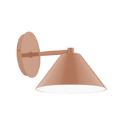 Terracotta wall sconce with bell-shaped shade and straight mounting arm