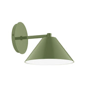 Fern green wall sconce with cone shade and round backplate