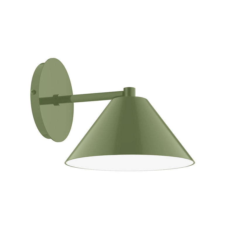 Fern green wall sconce with cone shade and round backplate