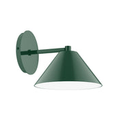 Forest green 8-in wall sconce with cone shade and round backplate on arm.