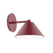 Barn red 8 in wall sconce with dome shade and straight arm