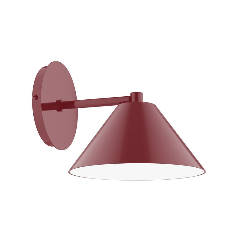 Barn red 8 in wall sconce with dome shade and straight arm