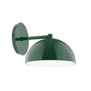 Forest green wall sconce with round backplate and dome shade, 8 in.