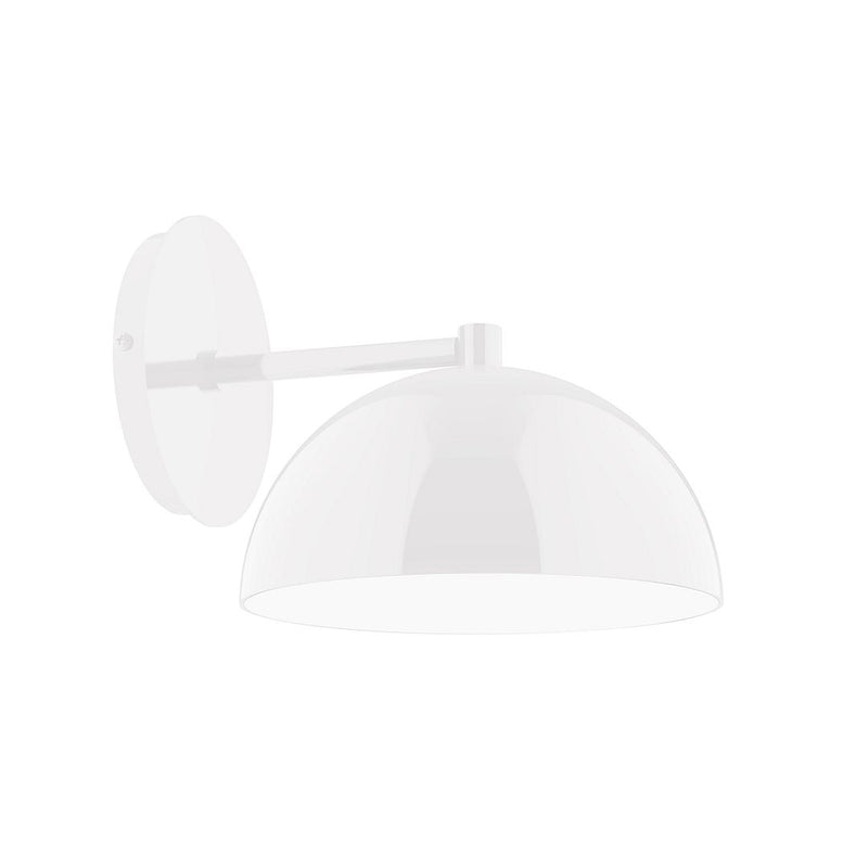 White wall sconce with arched arm and dome shade