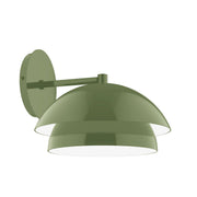 Fern green wall sconce with double dome shades and circular backplate