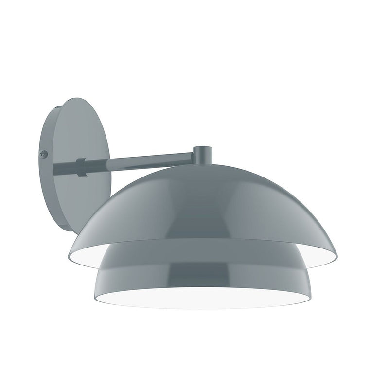 Slate gray wall sconce with arched dome shades and round backplate