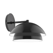 Black LED wall sconce with rounded dome shade and wall mount