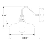 Wall sconce dimension diagram showing 10 in shade width and 5 in wall projection