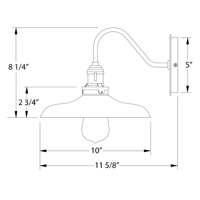 Uno 10" Wall Sconce in Slate Gray with Brushed Brass Line Drawing