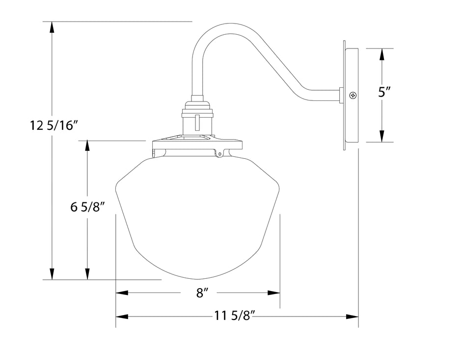 Uno 8" Wall Sconce in Black with Brushed Nickel Line Drawing