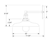 Uno 10" Wall Sconce in Light Blue with Brushed Brass Line Drawing