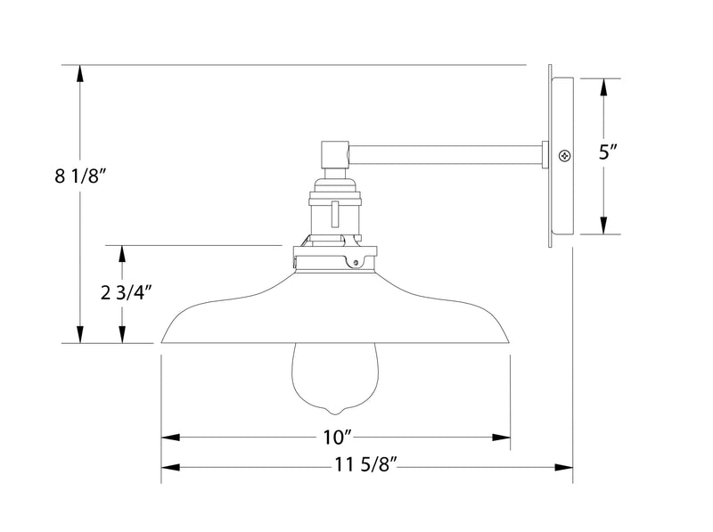 Uno 10" Wall Sconce in Light Blue with Brushed Brass Line Drawing