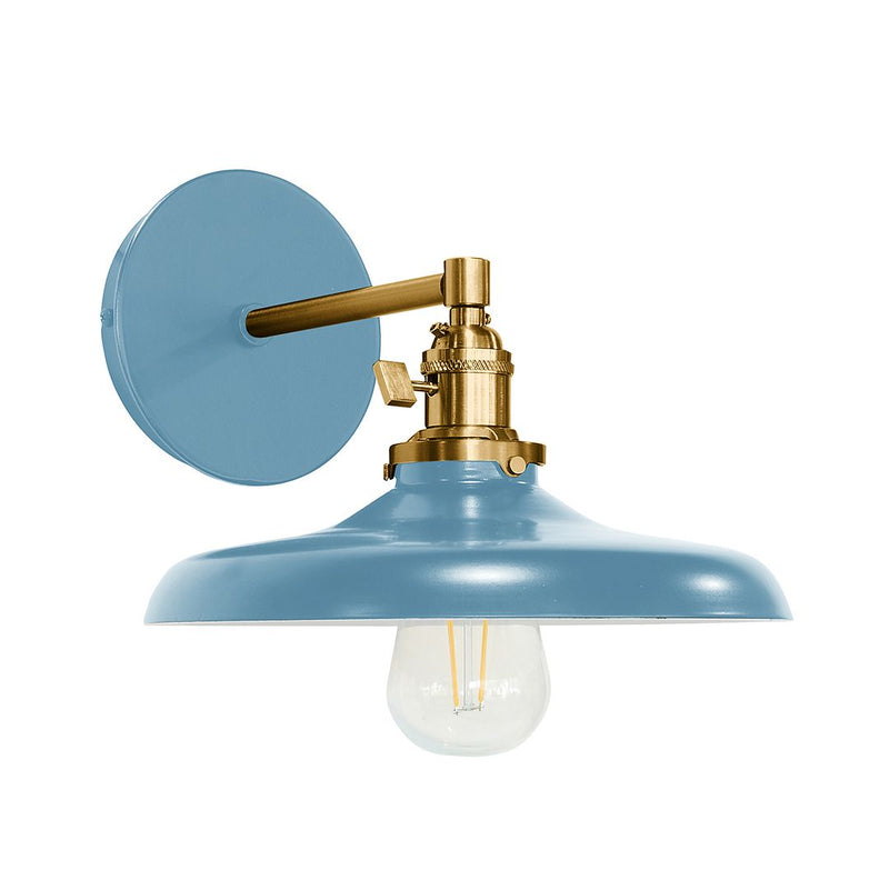 Uno 10" Wall Sconce in Light Blue with Brushed Brass