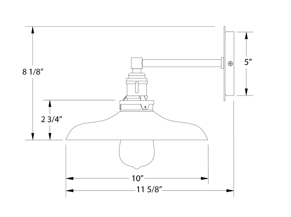 Uno 10" Wall Sconce in Slate Gray with Brushed Brass Line Drawing